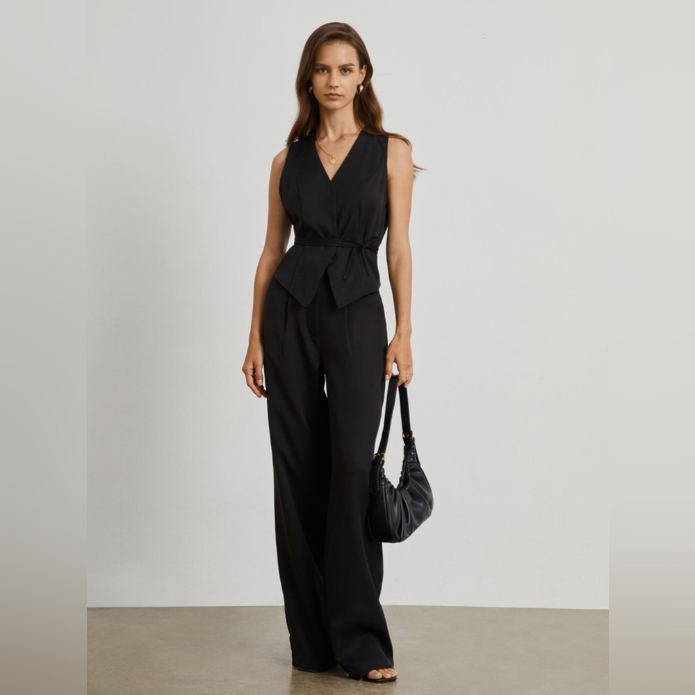 NEW Commense Classy Black, Two Piece, Vest and Pants Set Size L